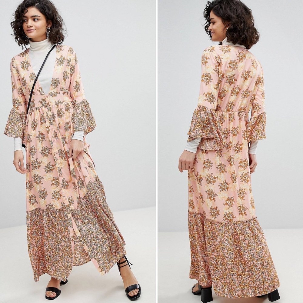 ASOS Vero Moda Floral Pink Maxi Dress Sz S  NWT